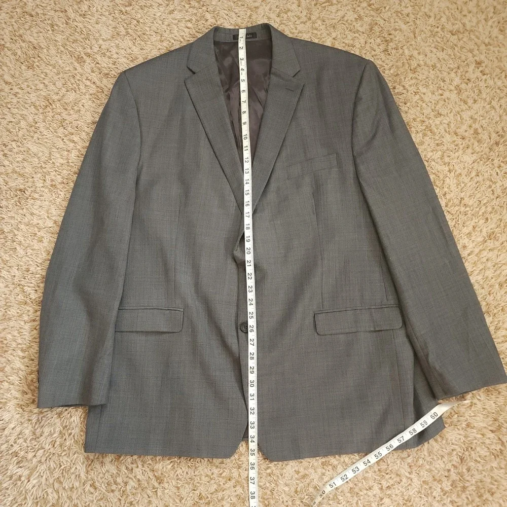 Lauren Ralph Lauren Gray Windowpane Mens 50L Blazer Sport Coat